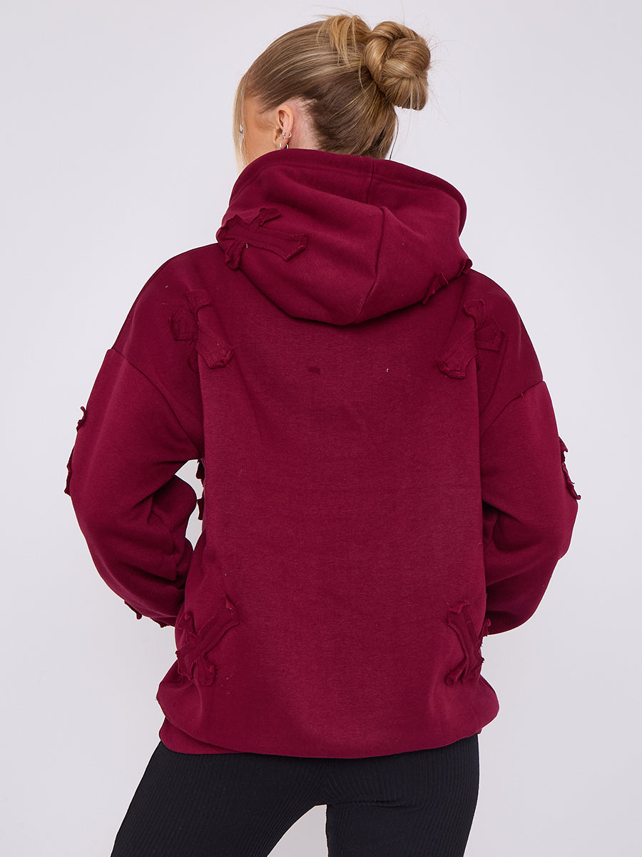 Oversized Crucifix Embroidered Hoodie