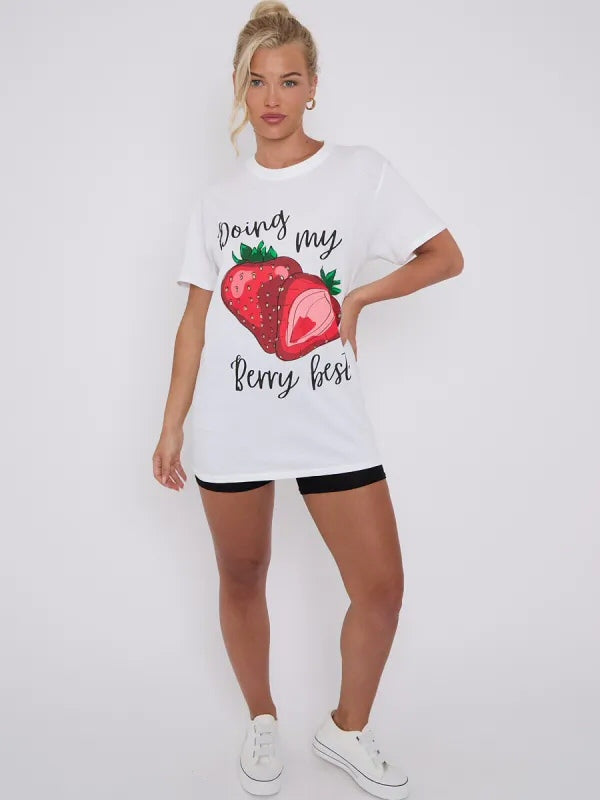 Doing My Berry Best Graphic Printed T-Shirt
