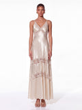Isleno Spaghetti Lace Satin Maxi Dress