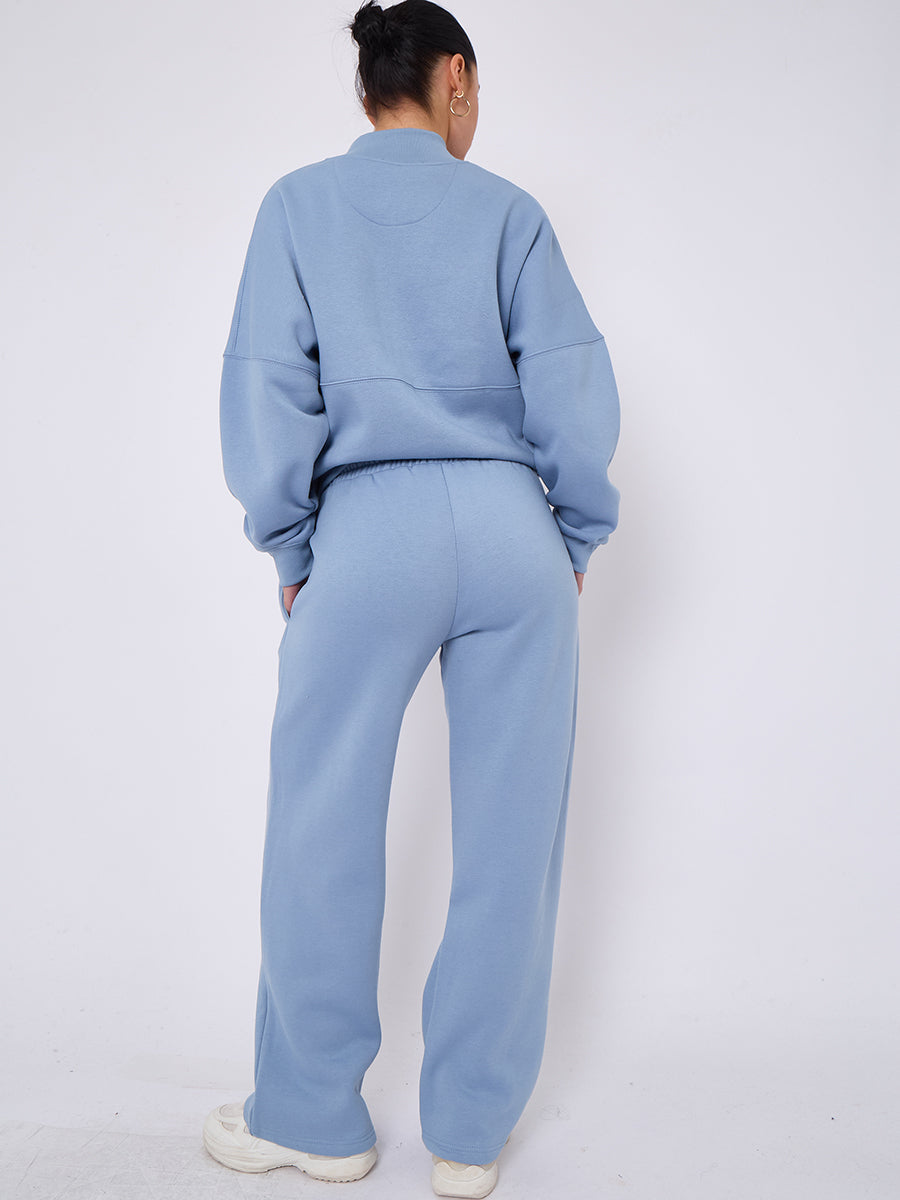 Oversized Bomber Style Fleece Zipper Co-ord