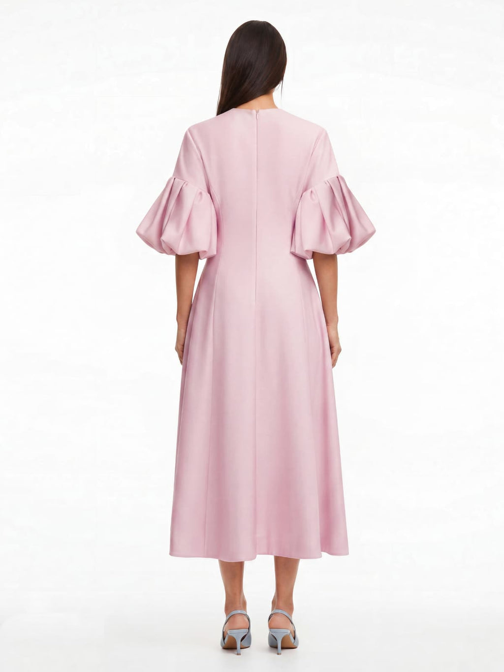 Luvric Puff Sleeve Floral Midi Dress