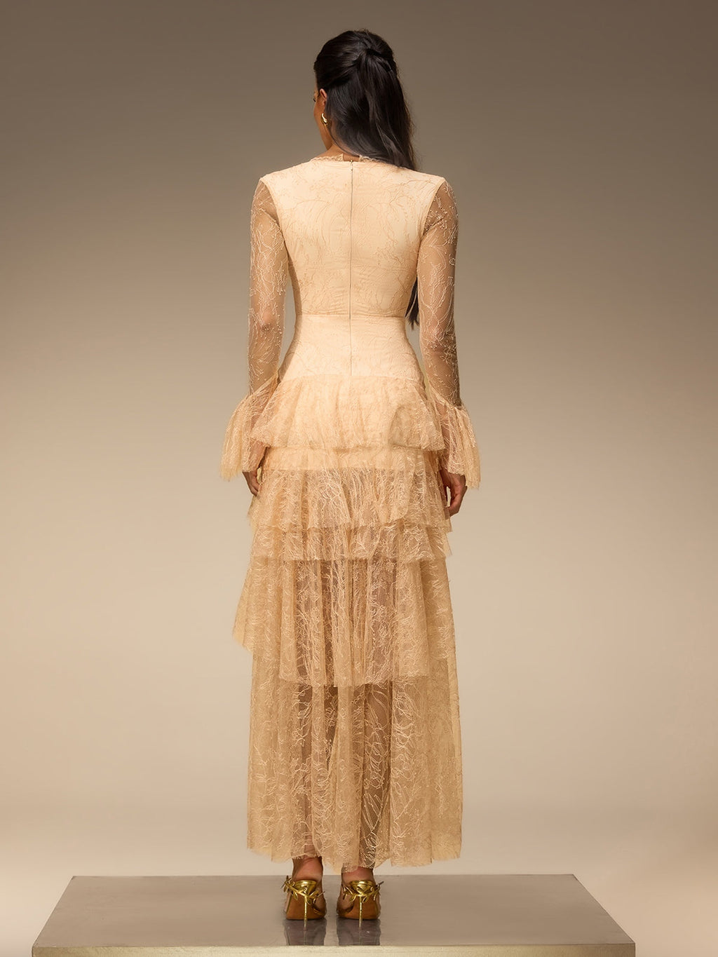 Mirelo V Neck Lace Maxi Dress