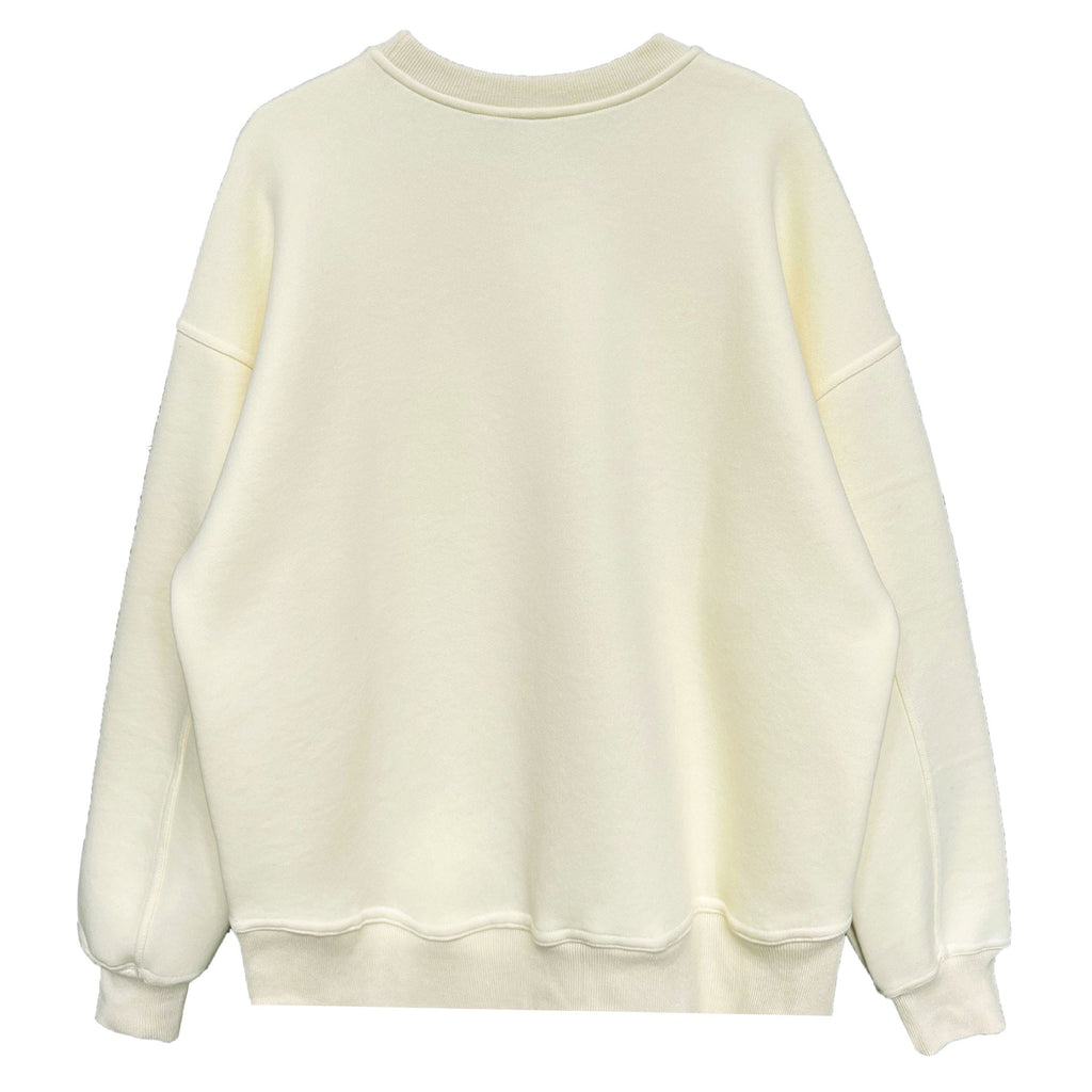 Luxi Simple Profile Loose BF Solid Color Lazy Pullover Sweatshirt Women's ins Letter Embroidered Long-sleeved Top 2267
