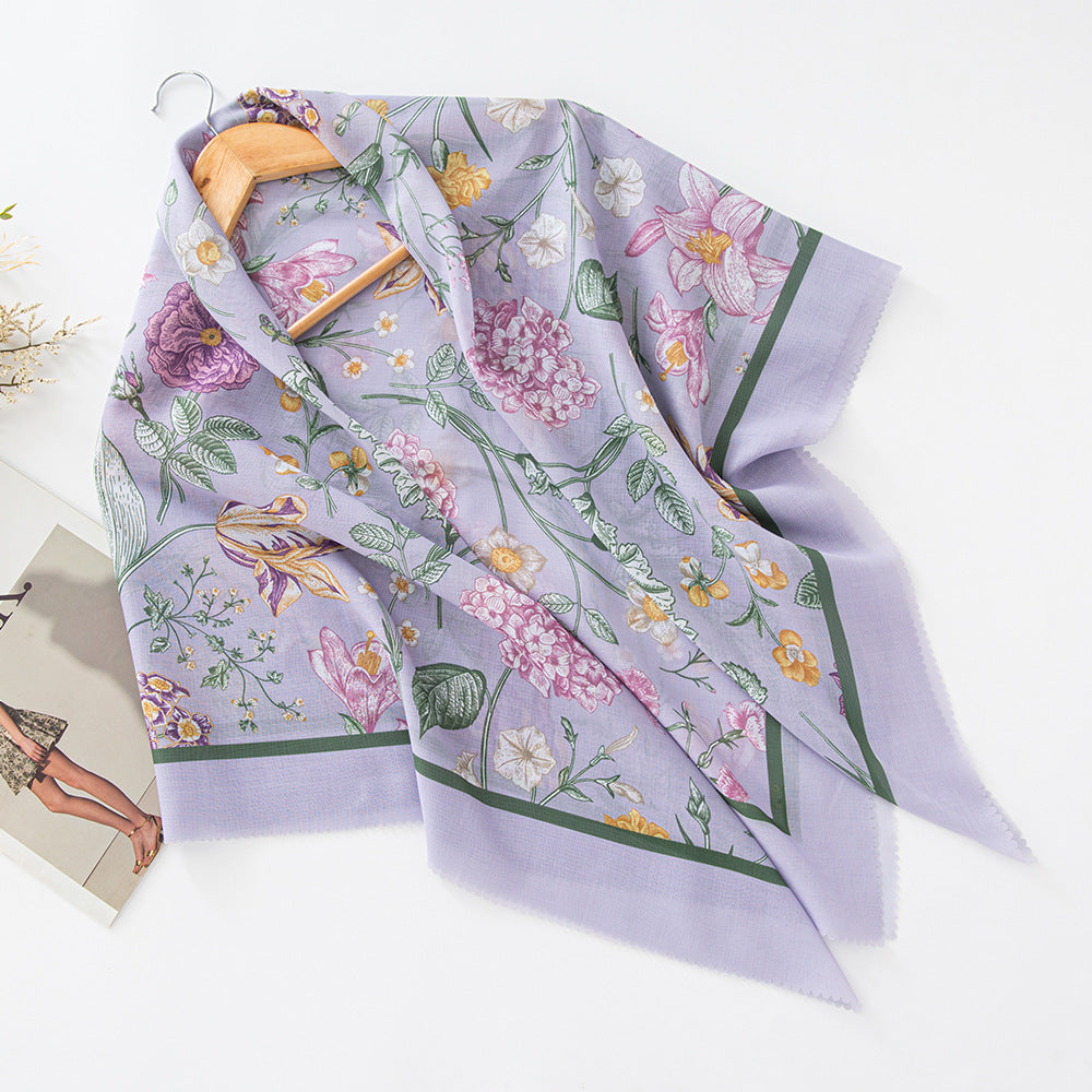 Cross-Border New Product Voile Print 110 Square Scarf Classic Lace Scarf Turban Malaysian Shawl