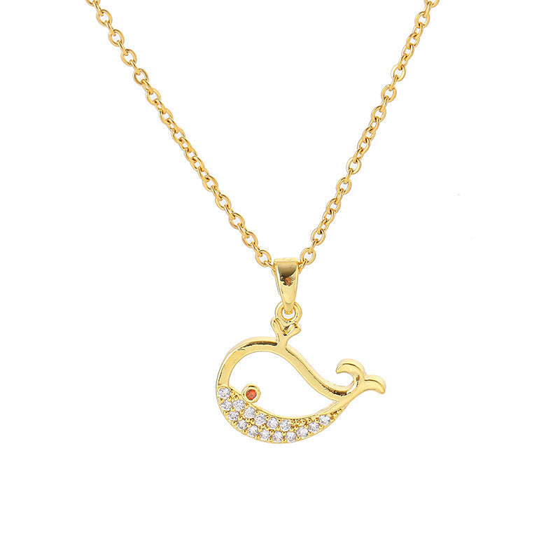 Cute Dancing Whale Titanium Steel Necklace
