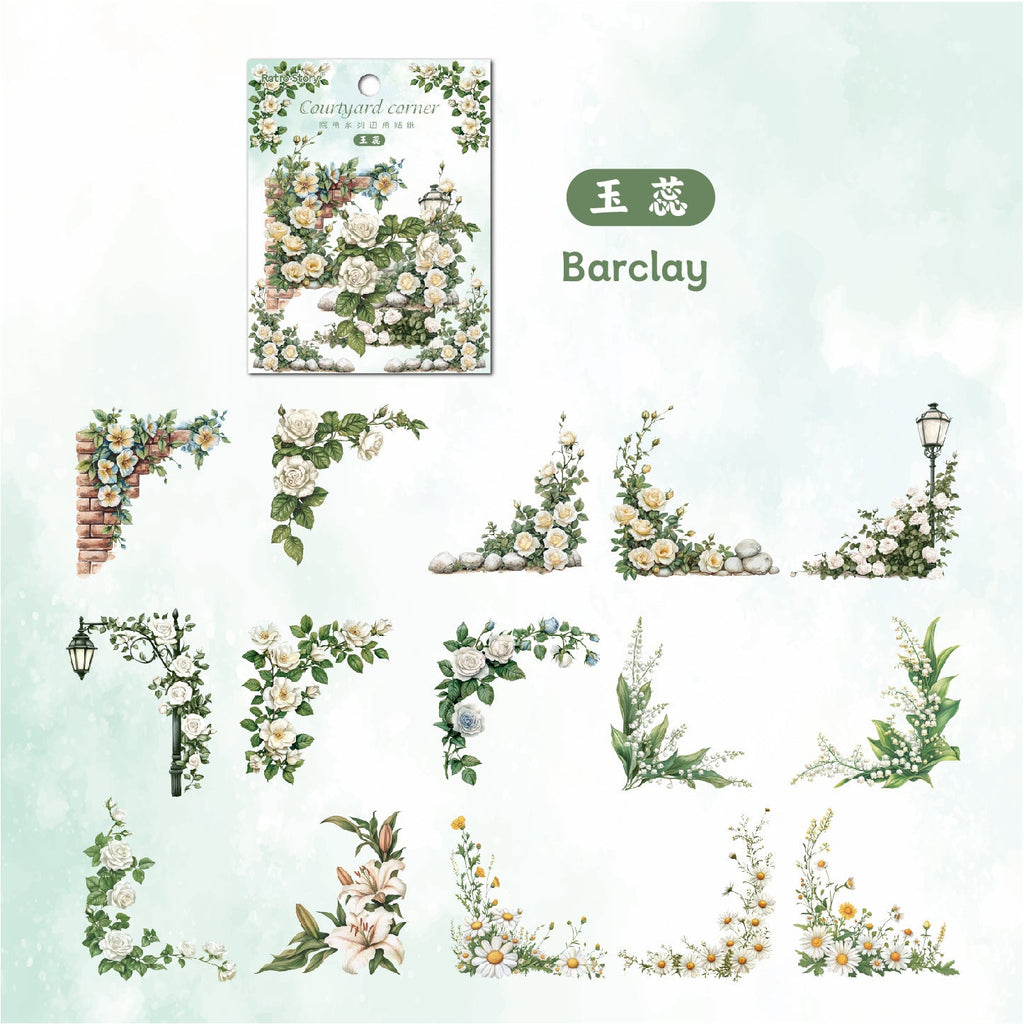 Carefully Selected Retrostory Corner Stickers Ins Style Flower Collage DIY Border Handbook Landscaping Decoration Material Stickers