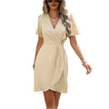 V-neck Short-sleeved Dress Summer Fashion Slim A-line Dresses Beach Clothing For Women