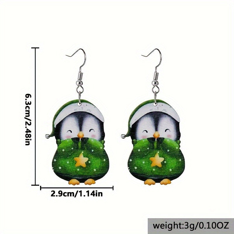 Christmas Party Cute Penguin Acrylic Earrings