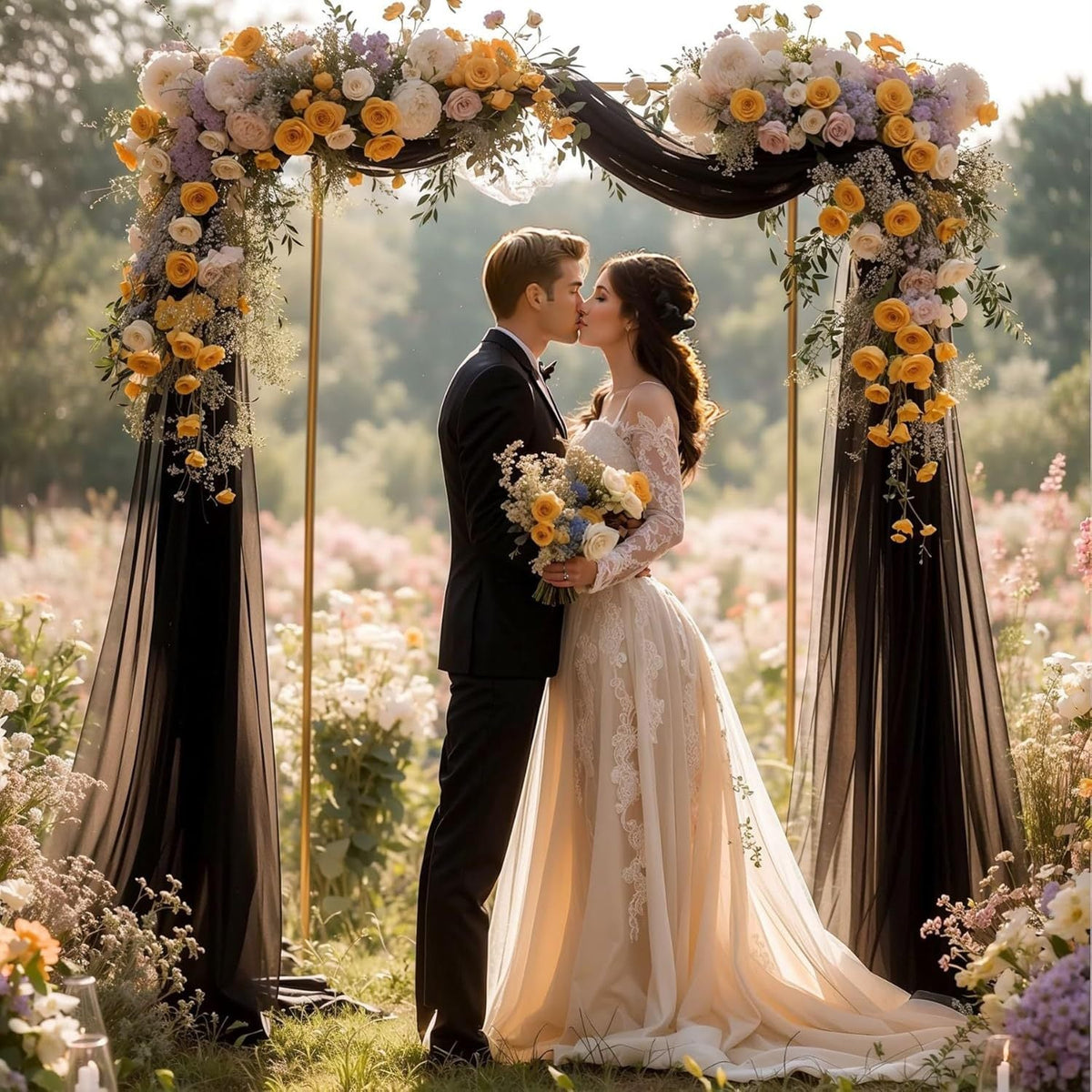 Wedding gauze curtain white gauze cross-border outdoor gauze curtain scene background decoration party wedding gauze wedding arch