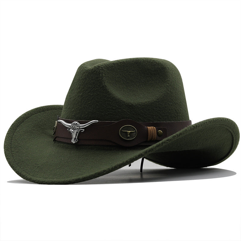 Fashion Woolen Western Denim Top Hat