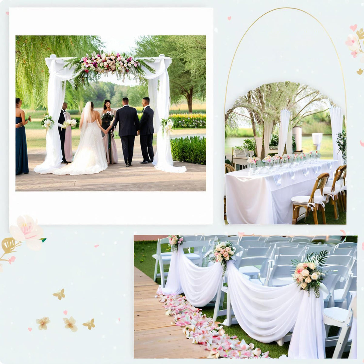 Wedding gauze curtain white gauze cross-border outdoor gauze curtain scene background decoration party wedding gauze wedding arch
