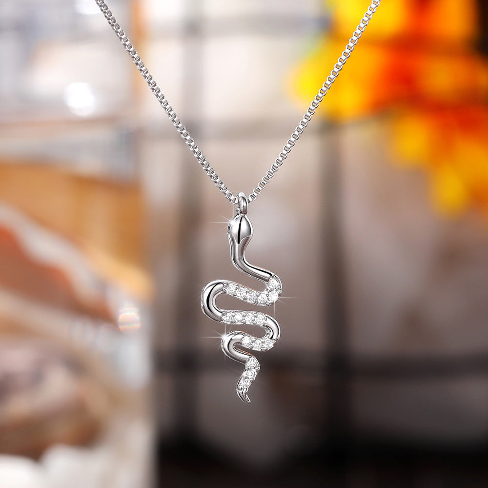 Zircon Snake Pendant Necklace