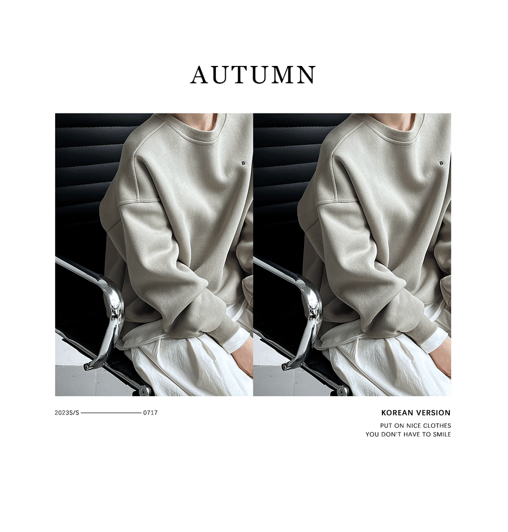 Luxi Simple Profile Loose BF Solid Color Lazy Pullover Sweatshirt Women's ins Letter Embroidered Long-sleeved Top 2267