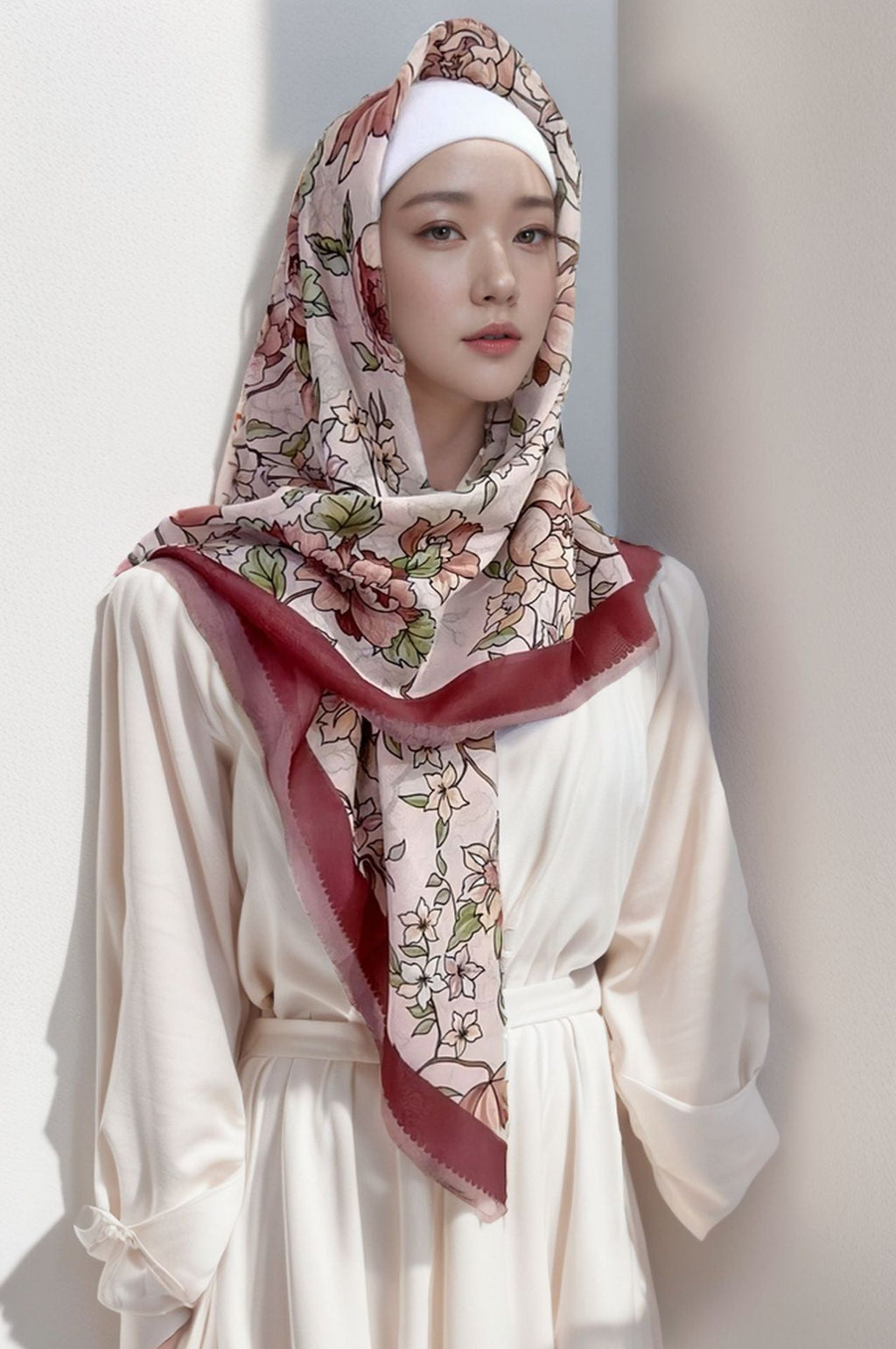 Cross-Border New Product Voile Print 110 Square Scarf Classic Lace Scarf Turban Malaysian Shawl
