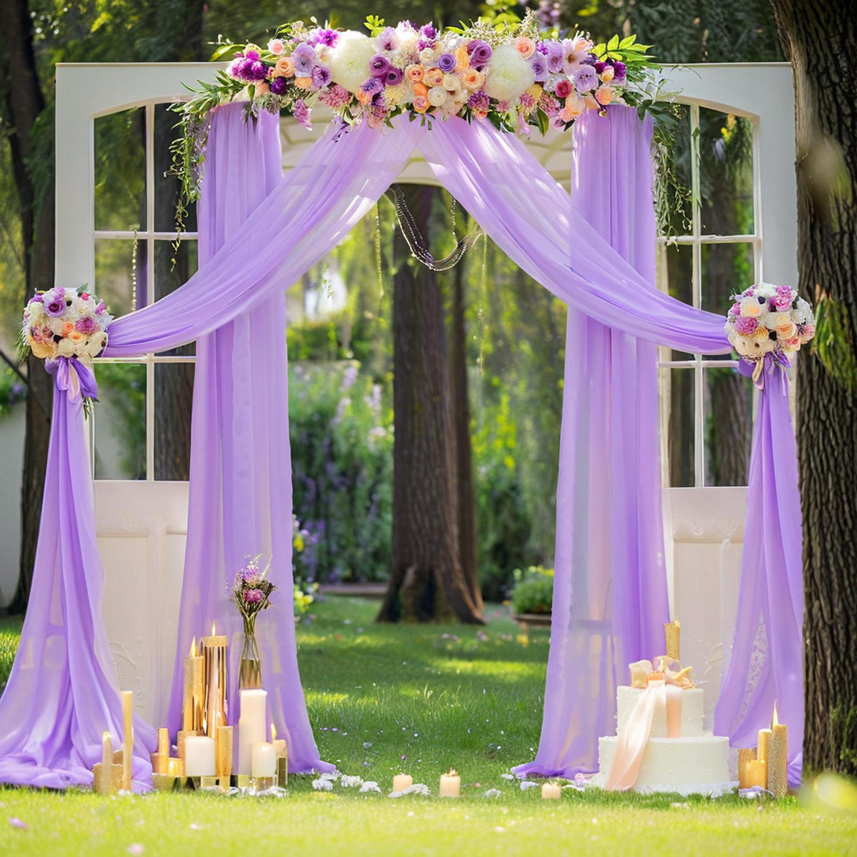 Wedding gauze curtain white gauze cross-border outdoor gauze curtain scene background decoration party wedding gauze wedding arch
