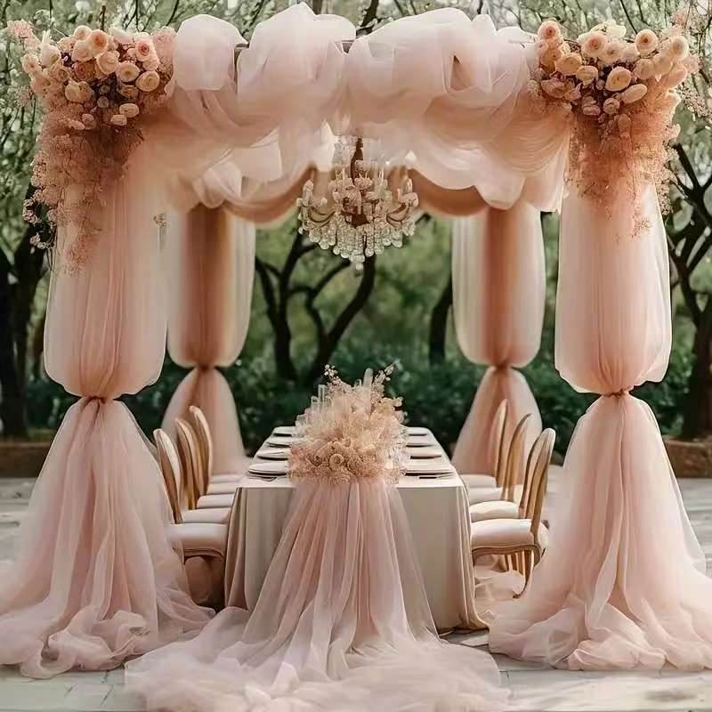 Wedding gauze curtain white gauze cross-border outdoor gauze curtain scene background decoration party wedding gauze wedding arch