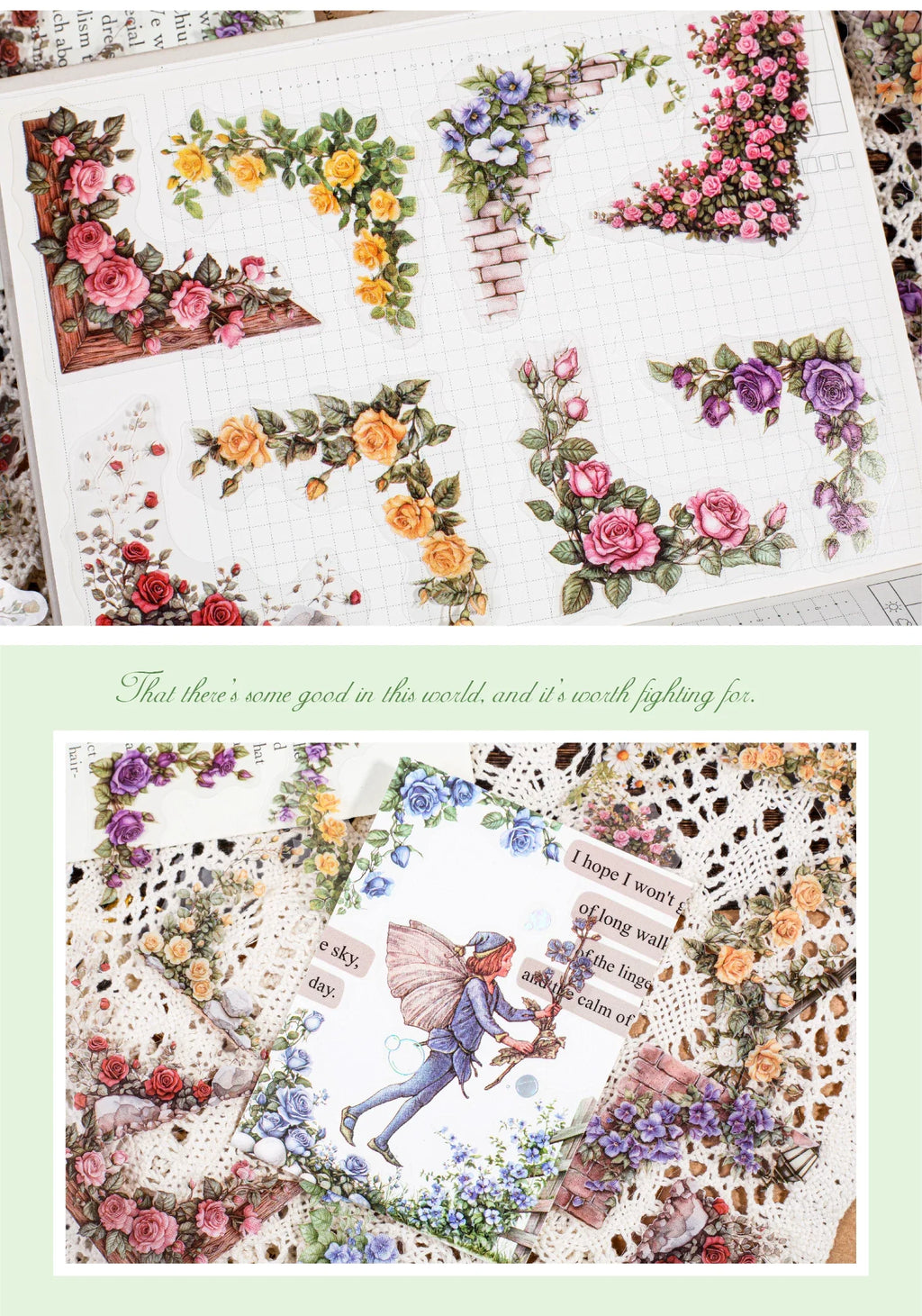Carefully Selected Retrostory Corner Stickers Ins Style Flower Collage DIY Border Handbook Landscaping Decoration Material Stickers