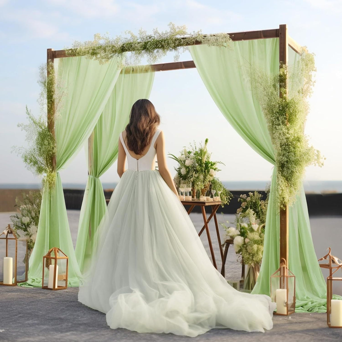 Wedding gauze curtain white gauze cross-border outdoor gauze curtain scene background decoration party wedding gauze wedding arch