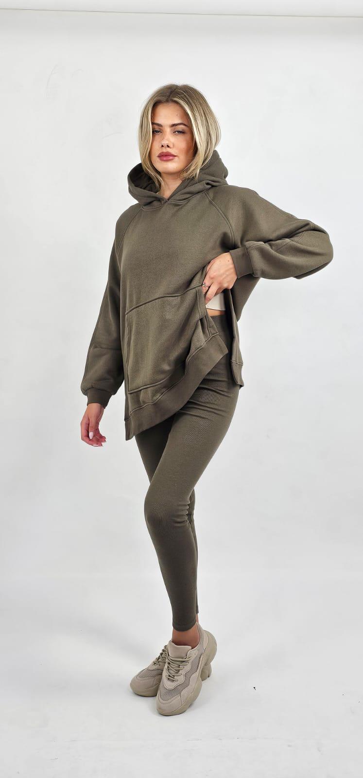 Oversized Split Sides Hoodie & Ribbed Leggings Co-ord