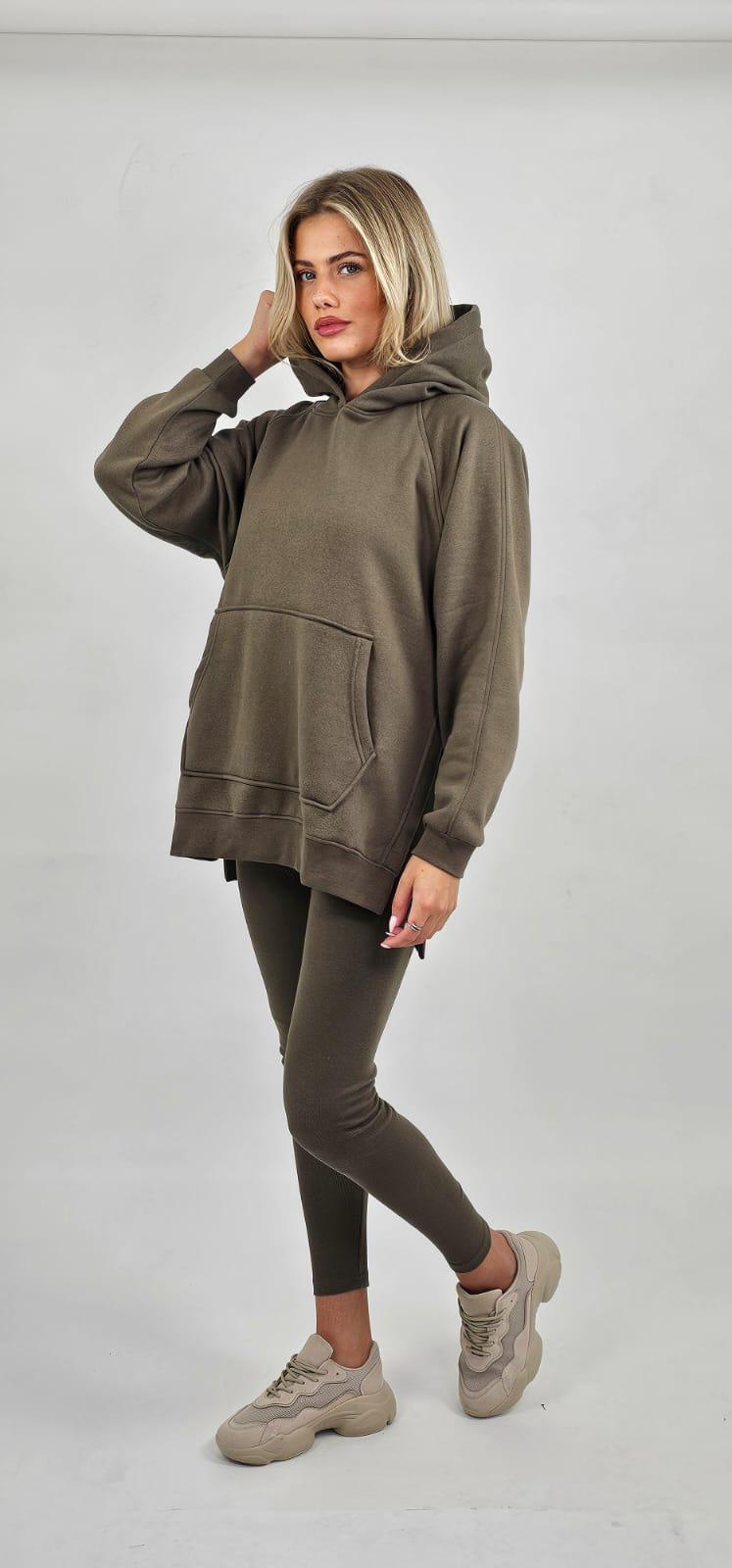 Oversized Split Sides Hoodie & Ribbed Leggings Co-ord