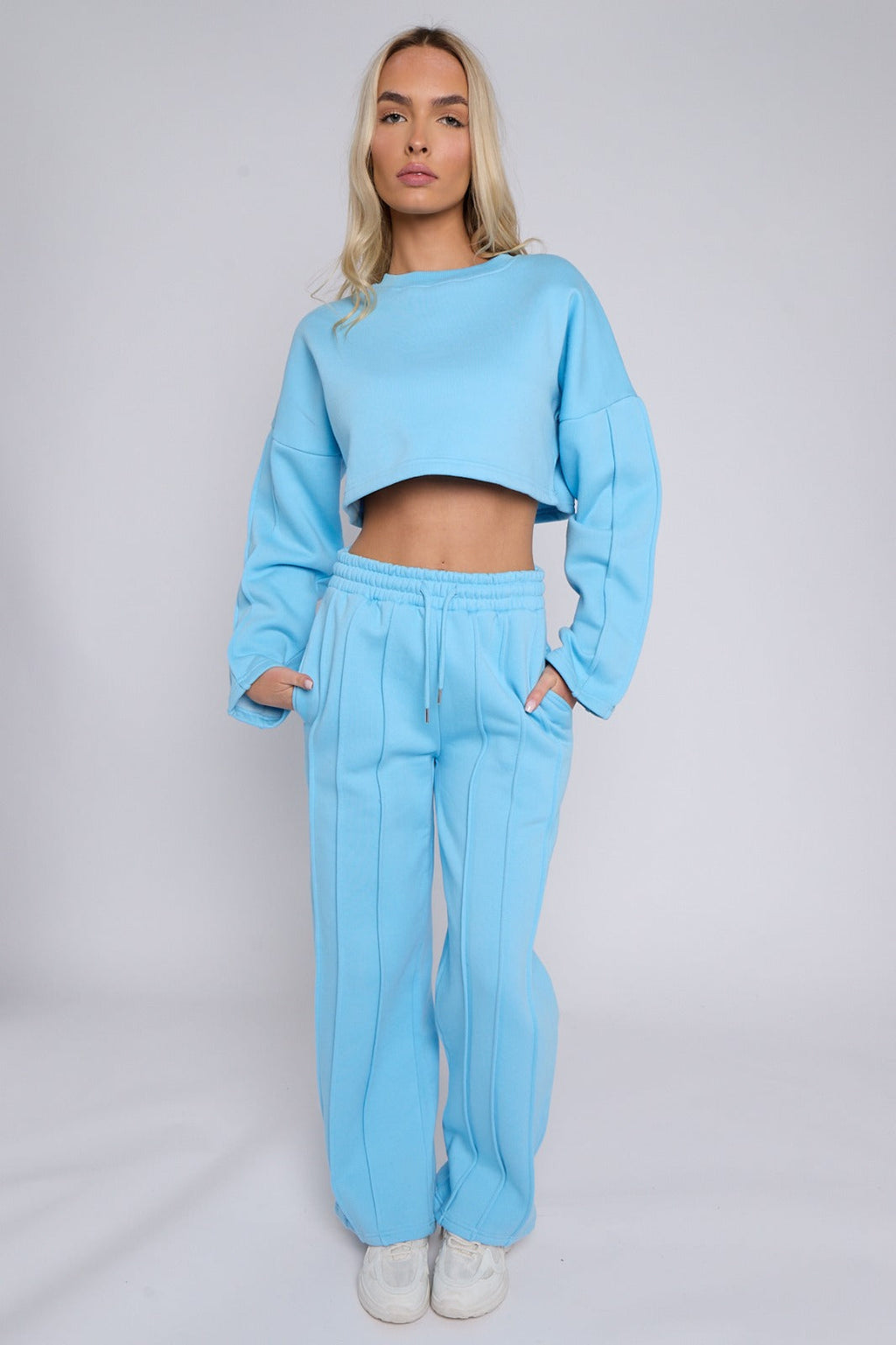 Seam Detail Oversized Crop Top & Joggers Fleece Co-ord