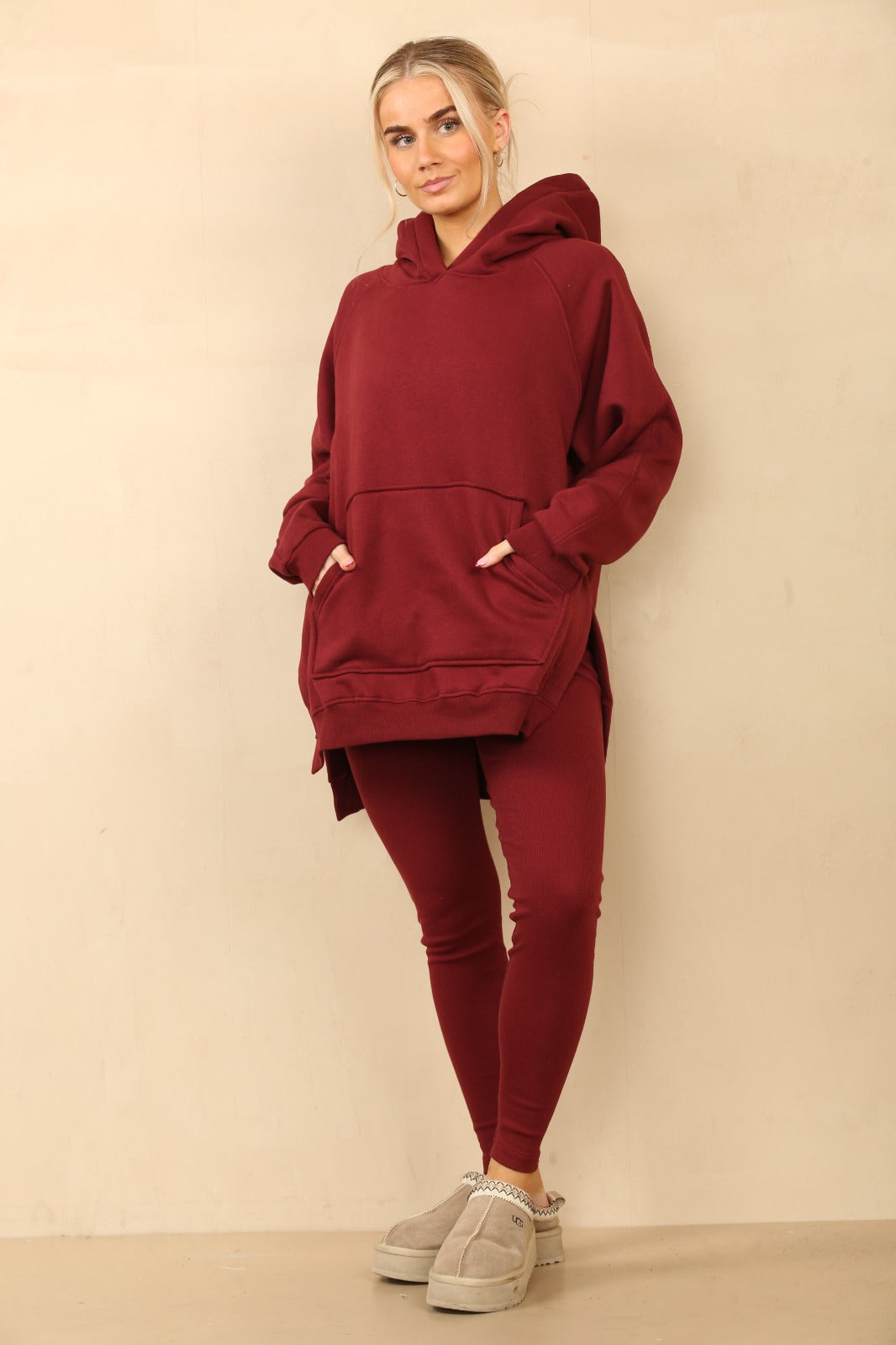 Oversized Split Sides Hoodie & Ribbed Leggings Co-ord