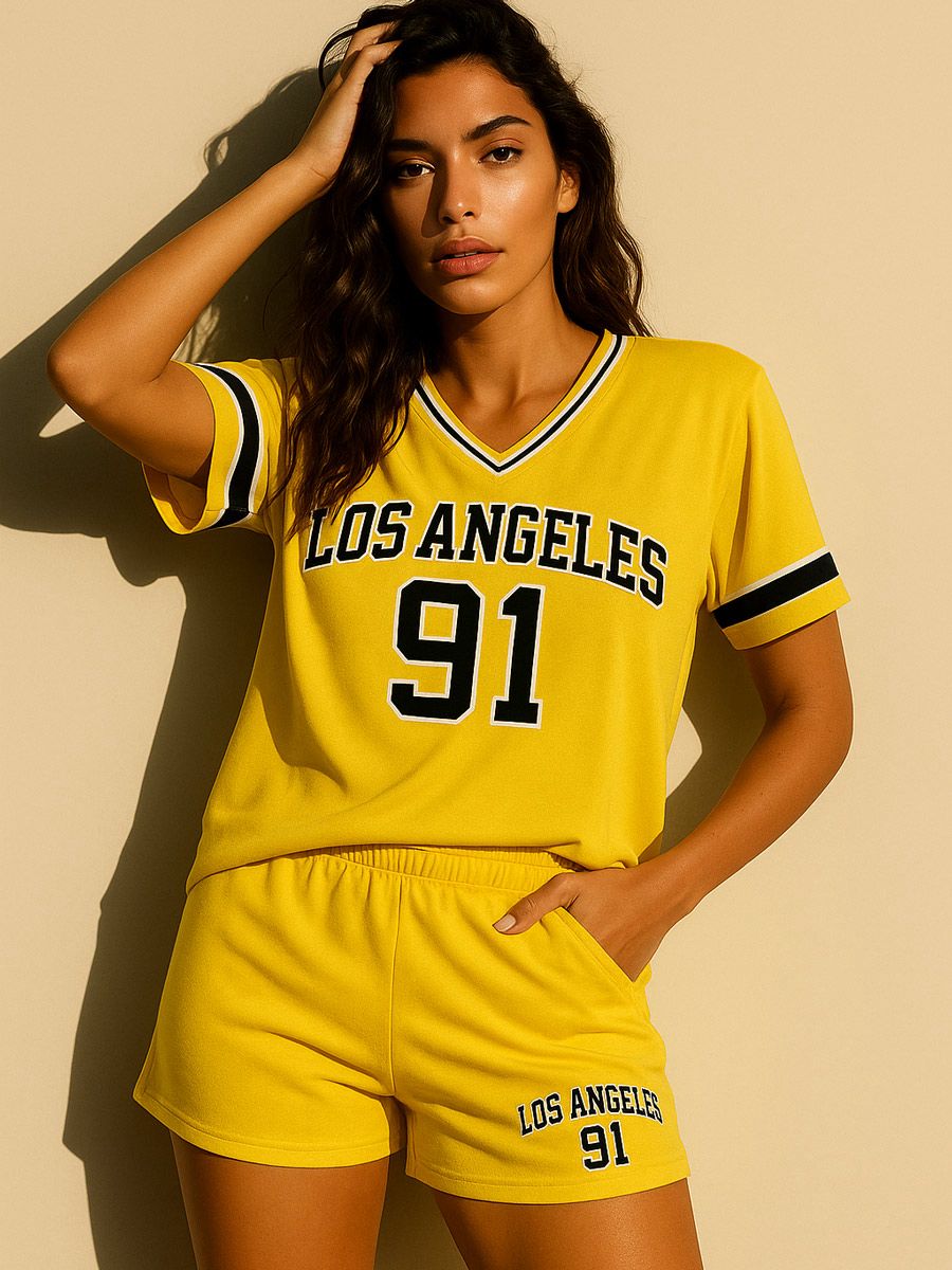 LA Varsity T-Shirt With Shorts Co-ord