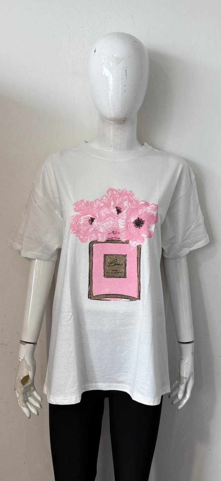 Floral Perfume Graphic Printed T-Shirt