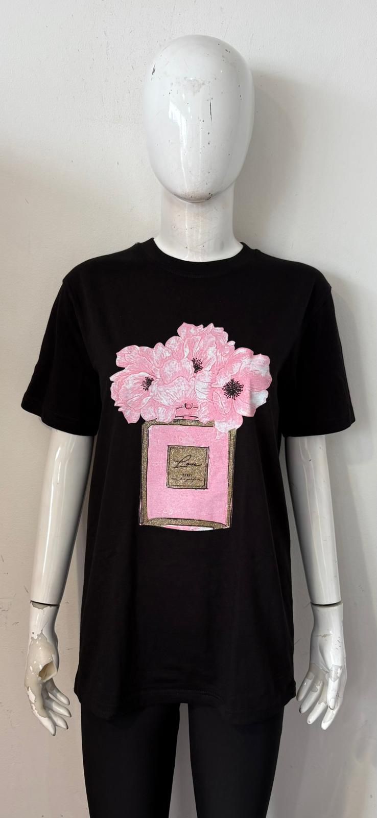 Floral Perfume Graphic Printed T-Shirt