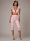 Lace Buckle Detail Crop Top & 3/4 Legging Co-ord