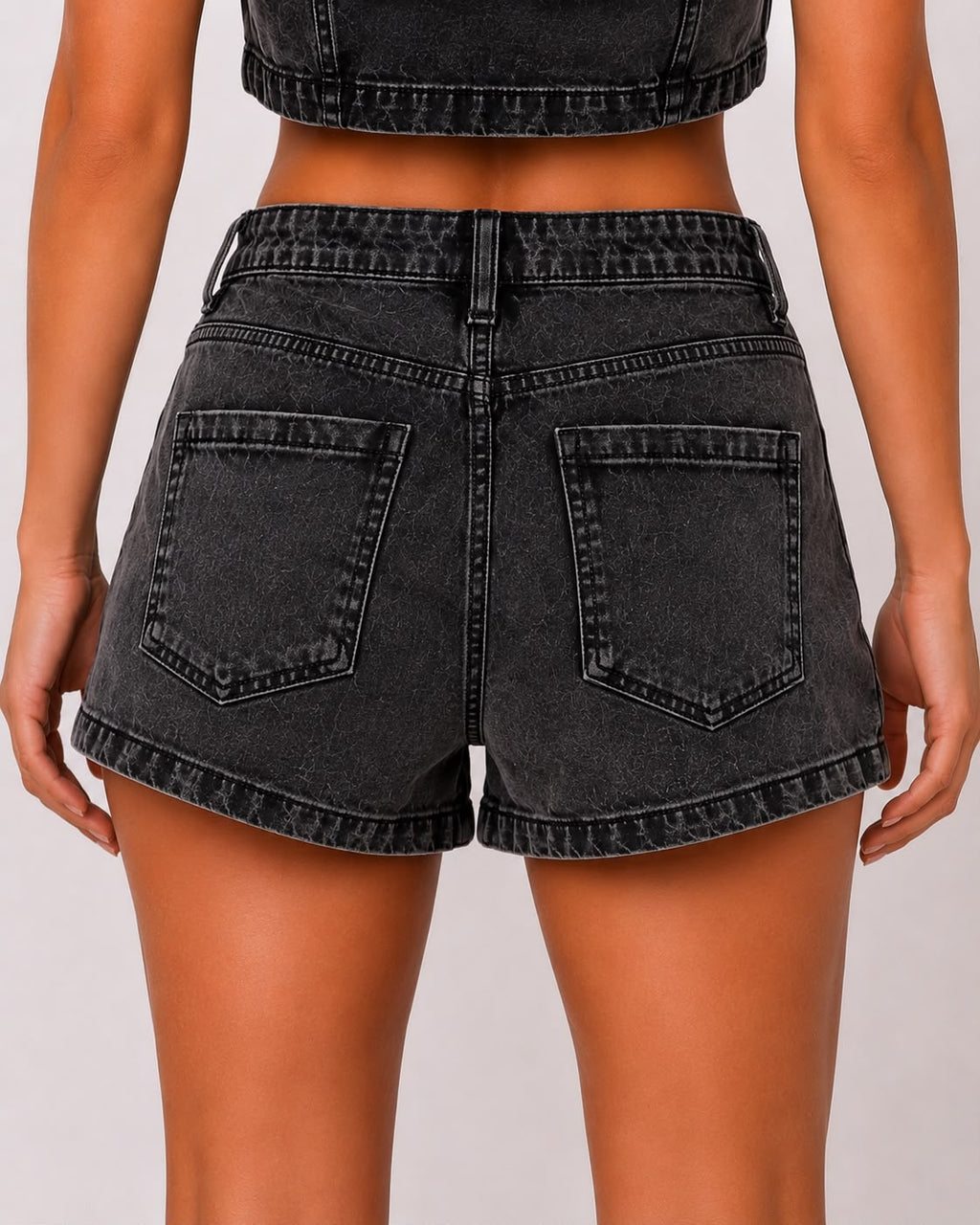 Wrap-Front Denim Skort With Concealed Shorts