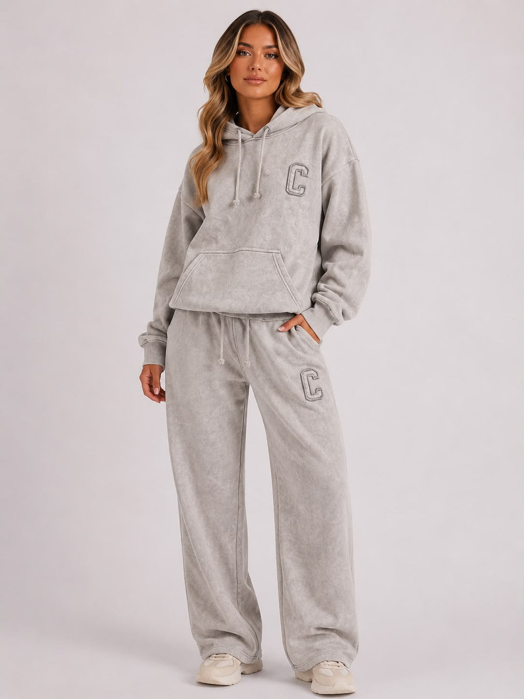 Acid Wash Oversized Hoodie & Wide Leg Jogger Co-Ord Set