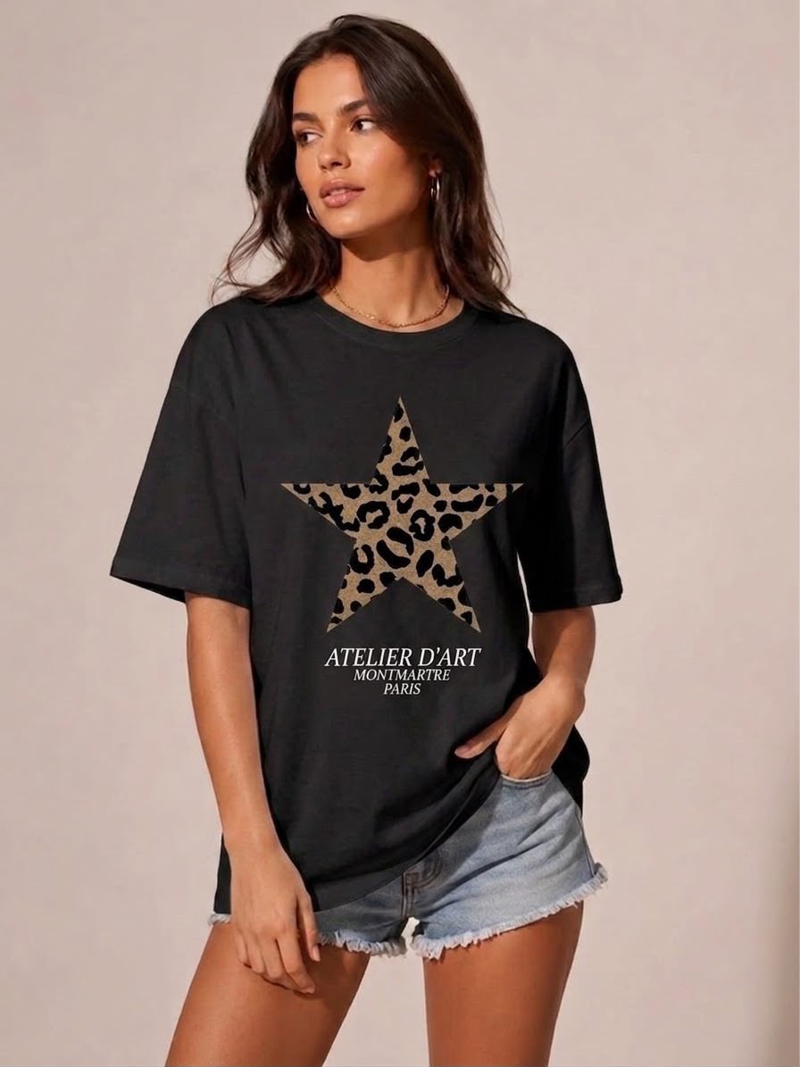 Leopard Star Graphic T-Shirt