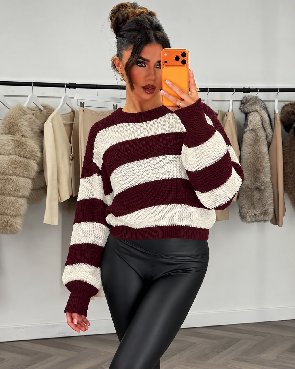 New Colour Block Oversized Cropped Knitted Jumper