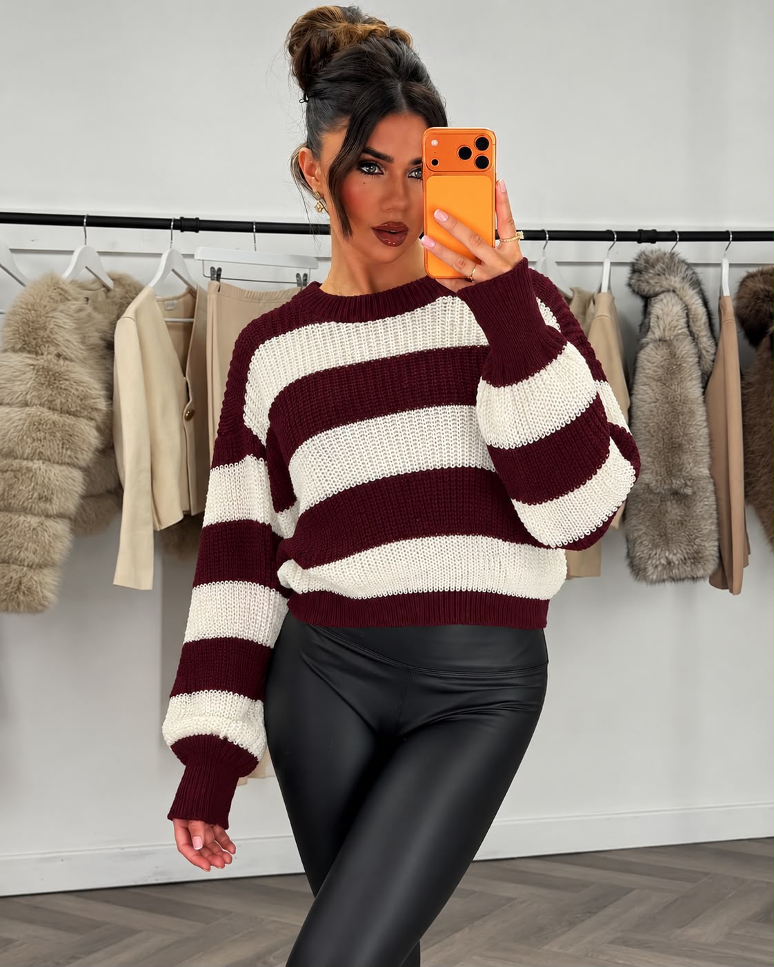New Colour Block Oversized Cropped Knitted Jumper