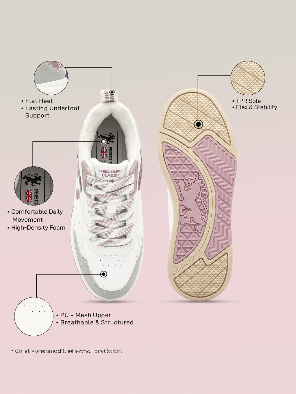 RedTape Womens Breathable Woven Chunky Low-Top Trainers