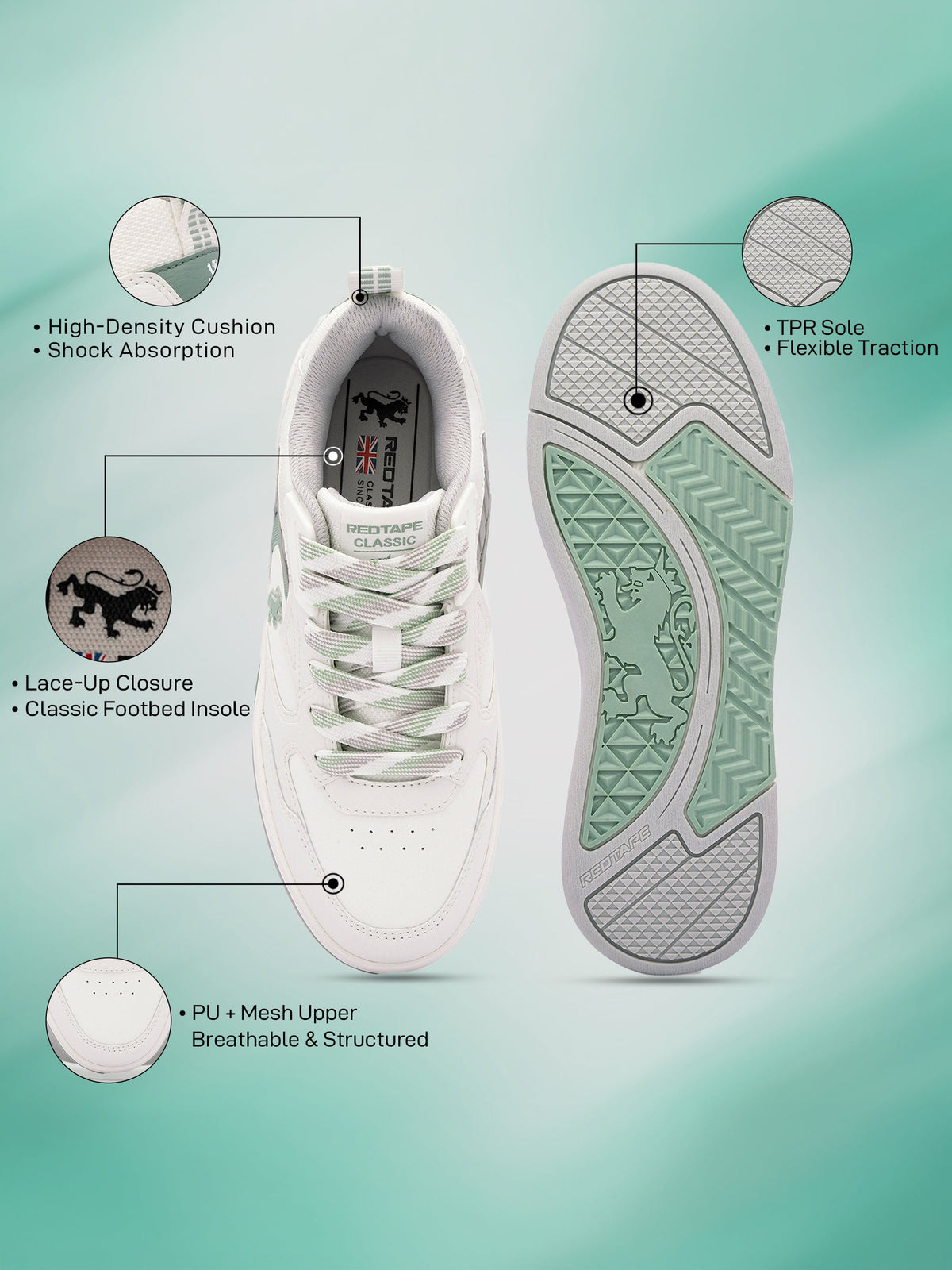 RedTape Womens Breathable Woven Chunky Low-Top Trainers