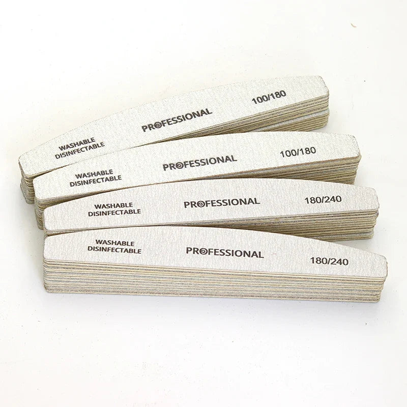 10pcs/Lot Wooden Nail Files Professional 100 180 240 Emery Board Manicure Buffer Grey Boat Double-sided Wooden Pedicure Buffers