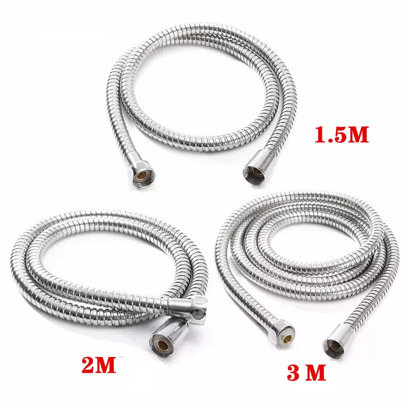 High Quality Grey 1.5m/ 2m /3m G1/2 Inch Flexible Shower Hose Stainless Steel Chrome Bathroom Water Head Shower Extension Pipe