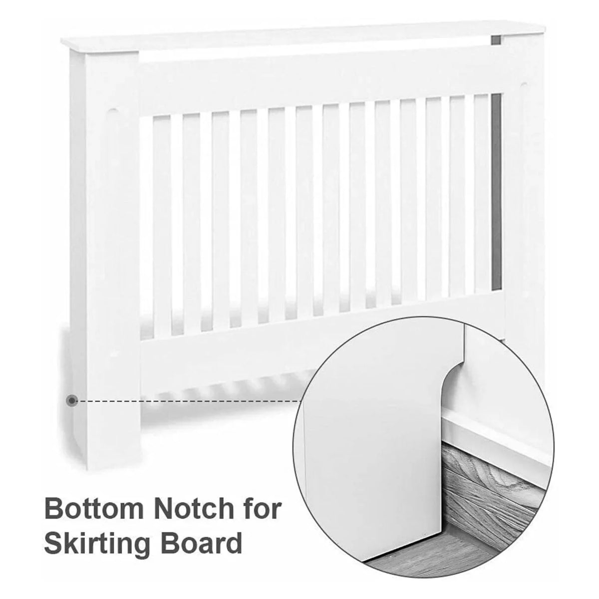 BRIEFNESS Radiator cover Wooden wall-mounted White painted MDF cupboard heater cover Modern heating cover Barbecue cabinet shelf