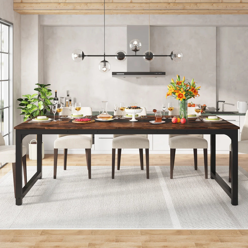 Tribesigns 63"x31.5" Dining Table, Industrial Kitchen Table for 6-8 Person, Rectangular Dinner Table for Dining Room Kitchen