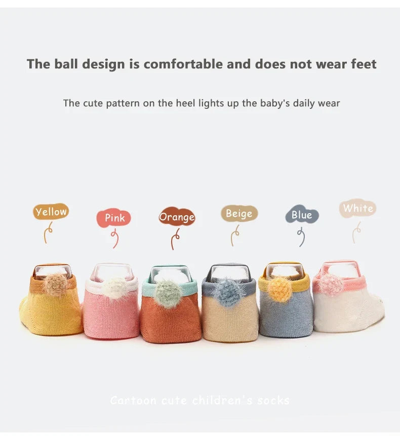Spring Anti Slip Baby Socks Toddler Kids Floor Socks with Rubber Soles Autumn Newborn Baby Boy Girl Cartoon Cute Ball Warm Socks