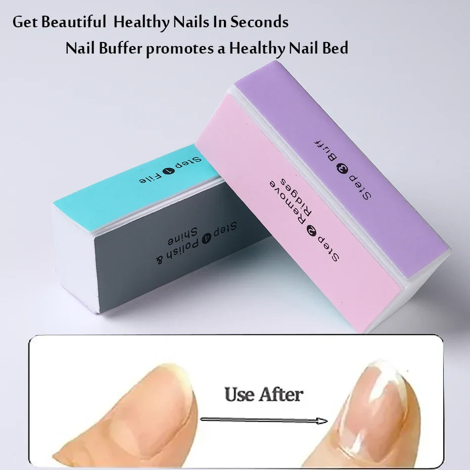 4 Sides Sponge Nail Buffers Colorful Sanding Buffing Block Grinding Polishing Nail File 4 Sided Professional Nail Manicure Tool