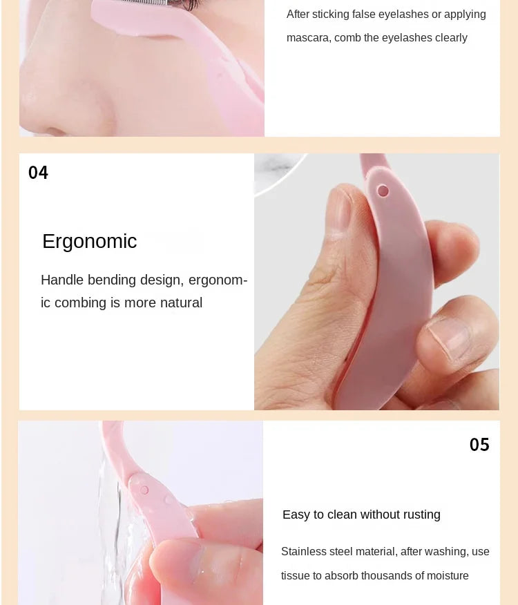 Foldable Ultra-fine Stainless Steel Eyelash Brush Lash Separator Eyebrow Eyelashes Extension Comb Eyelash Curler Makeup Tools