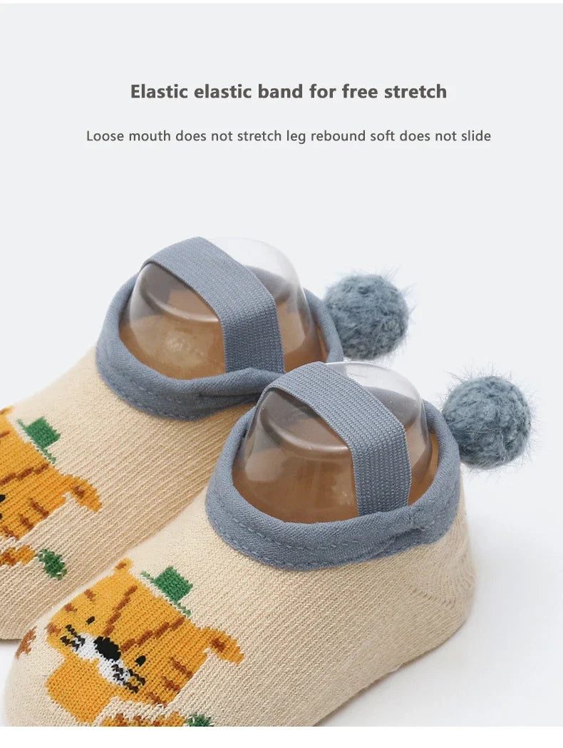 Spring Anti Slip Baby Socks Toddler Kids Floor Socks with Rubber Soles Autumn Newborn Baby Boy Girl Cartoon Cute Ball Warm Socks
