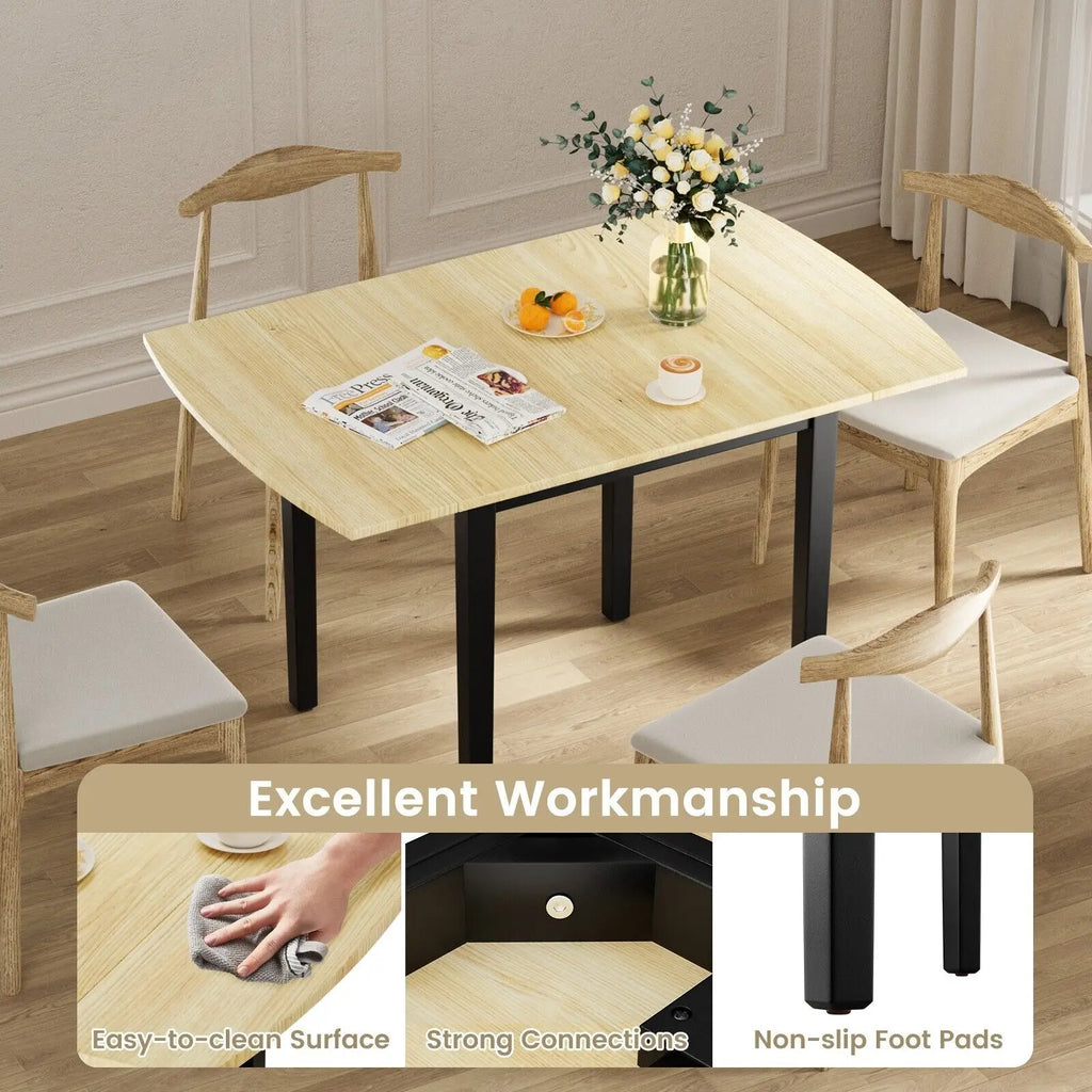 GOFLAME Folding Dining Table Drop Leaf Tables Home Wood Kitchen Table with Foot Pad