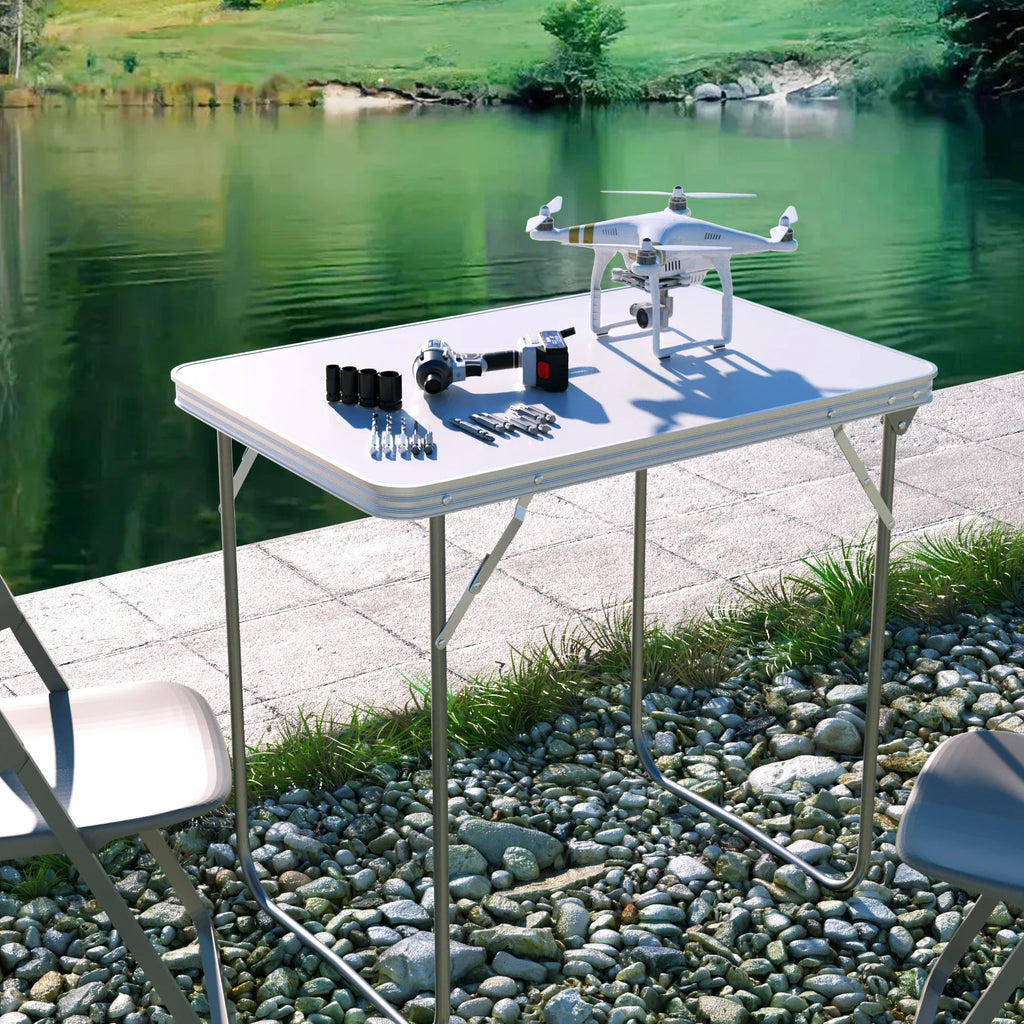 EFAN Folding Table 6FT/80CM Portable Aluminium Party Kitchen BBQ Trestle Outdoor Tool for Camping Picnic Garden Study Writing