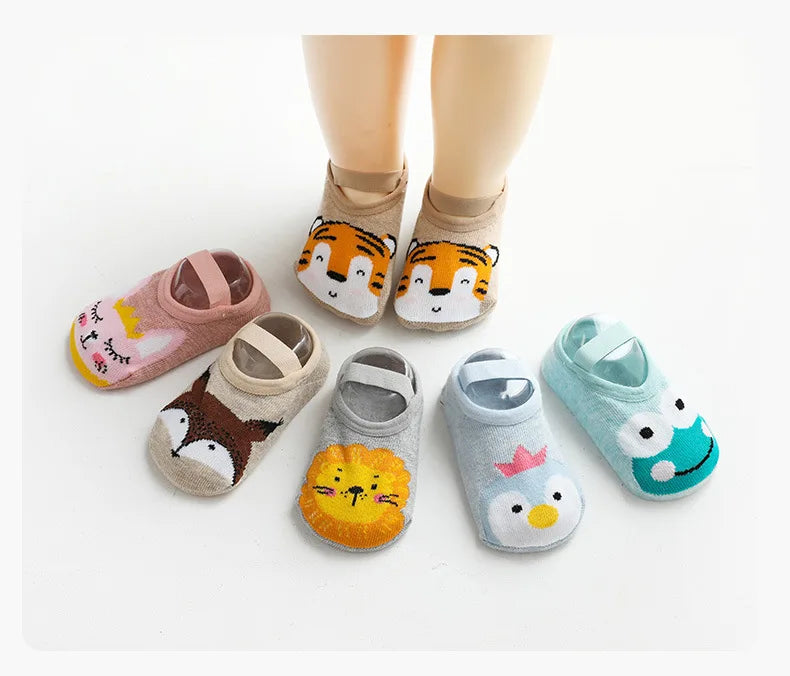 Spring Anti Slip Baby Socks Toddler Kids Floor Socks with Rubber Soles Autumn Newborn Baby Boy Girl Cartoon Cute Ball Warm Socks