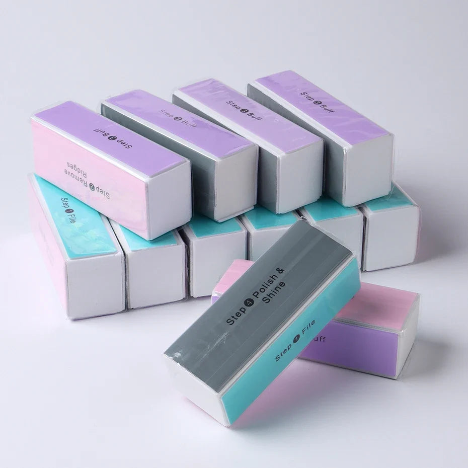 4 Sides Sponge Nail Buffers Colorful Sanding Buffing Block Grinding Polishing Nail File 4 Sided Professional Nail Manicure Tool
