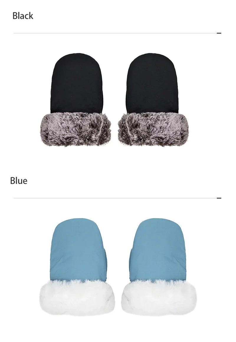 Stroller Gloves 1 Pair Winter Windproof Warm Cute Bear Brown Style Universal Prams Gloves Waterproof Baby Stroller Accessories